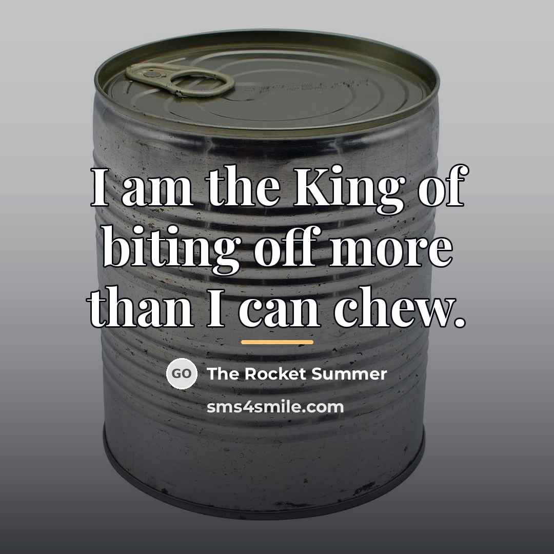 “I am the King of biting off more than I…” quote by The Rocket Summer