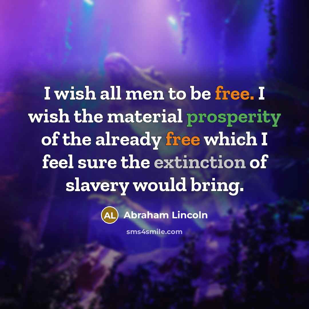 “I wish all men to be free. I wish the…” quote by Abraham Lincoln