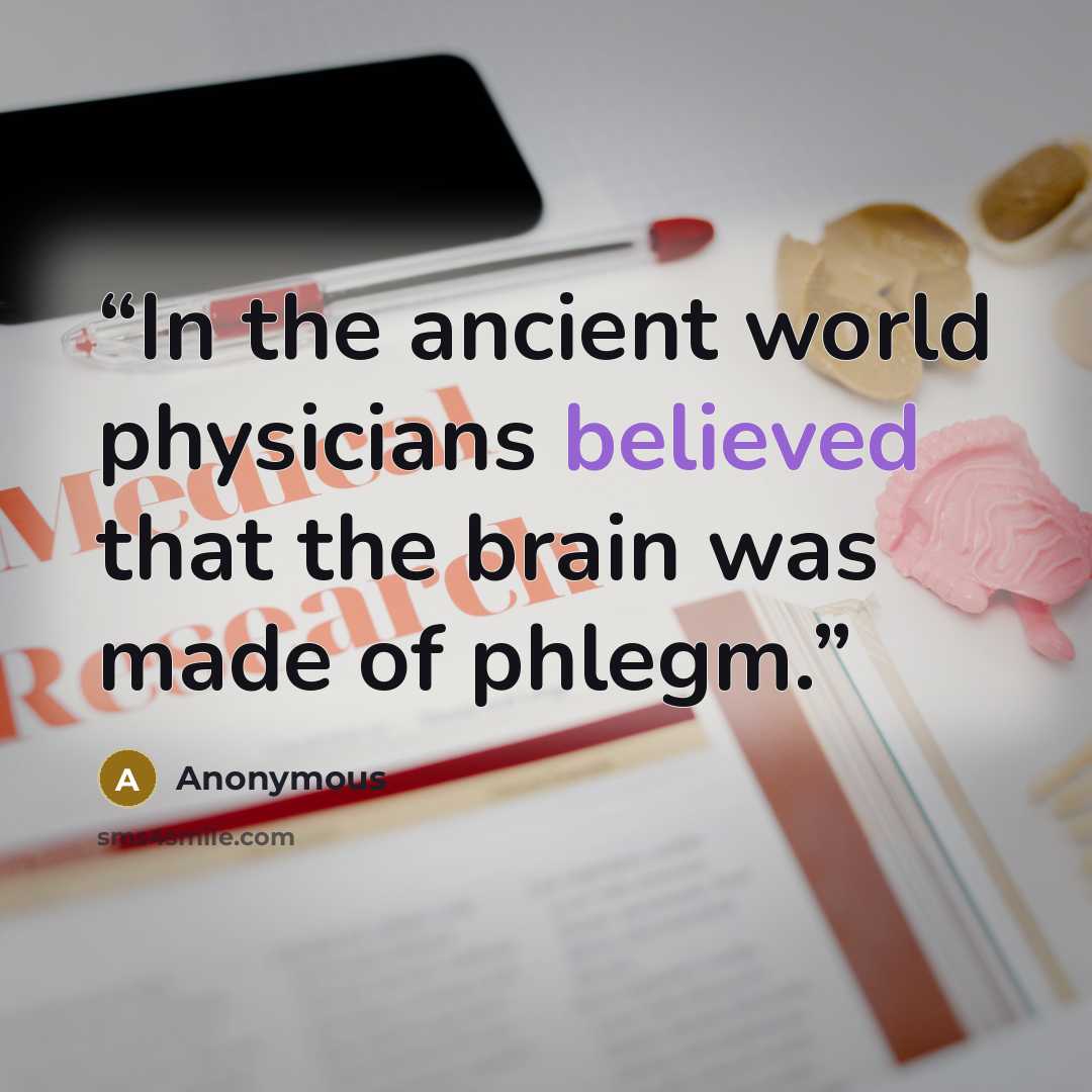 “In the ancient world physicians believed that the brain was made of phlegm.” quote by Anonymous