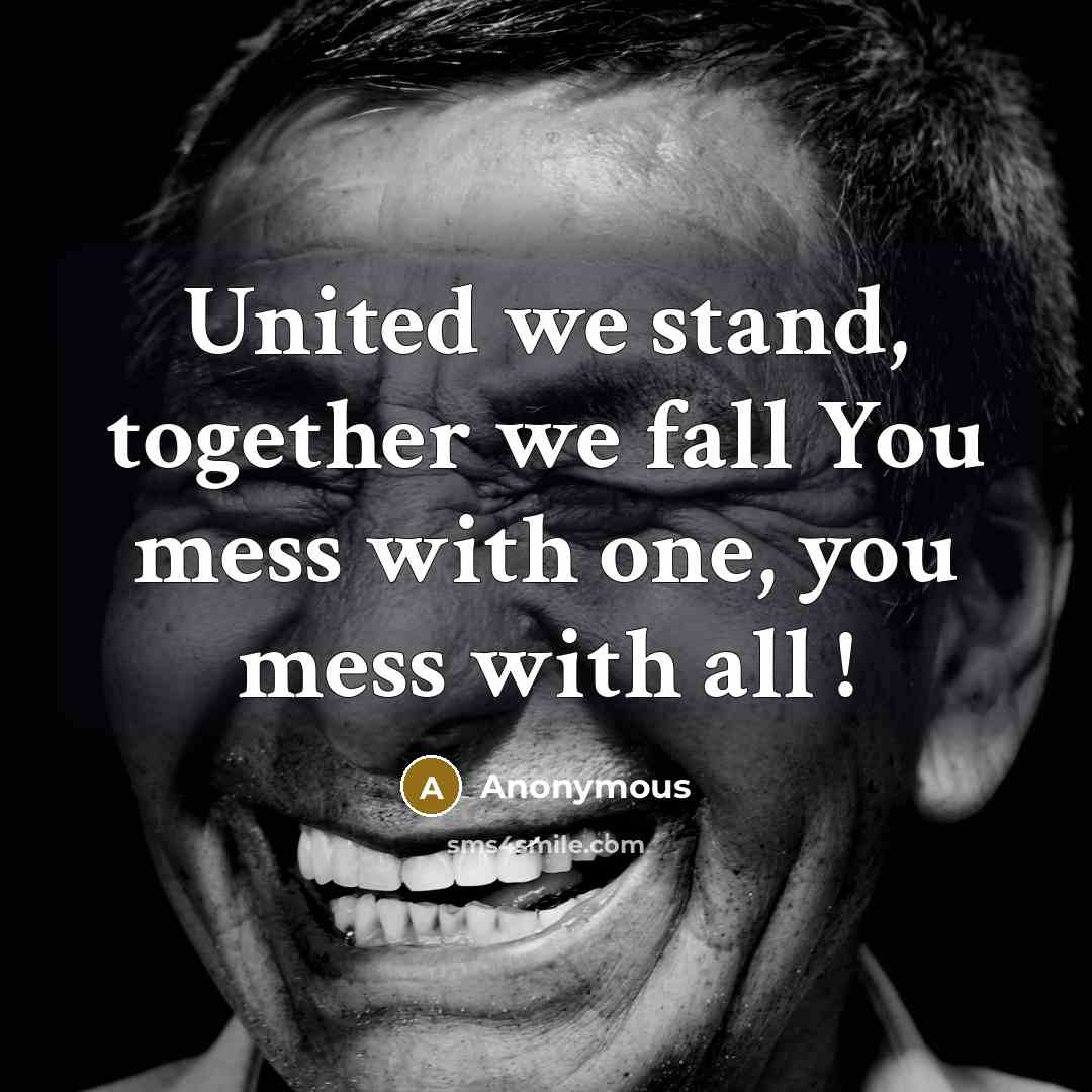 “United we stand, together we fall You mess with one,…” quote by Anonymous