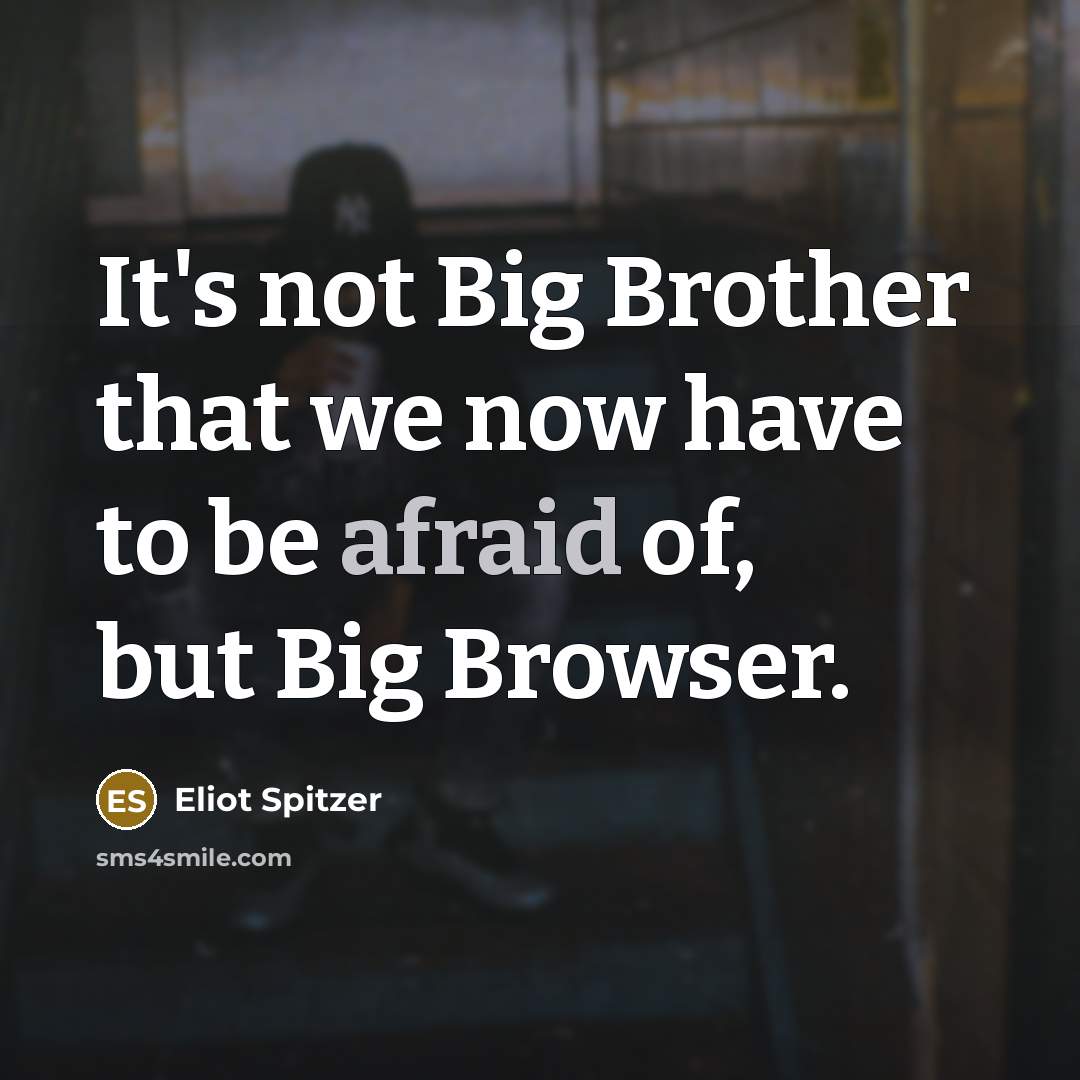 “It's not Big Brother that we now have to be afraid of, but Big Browser.” quote by Eliot Spitzer