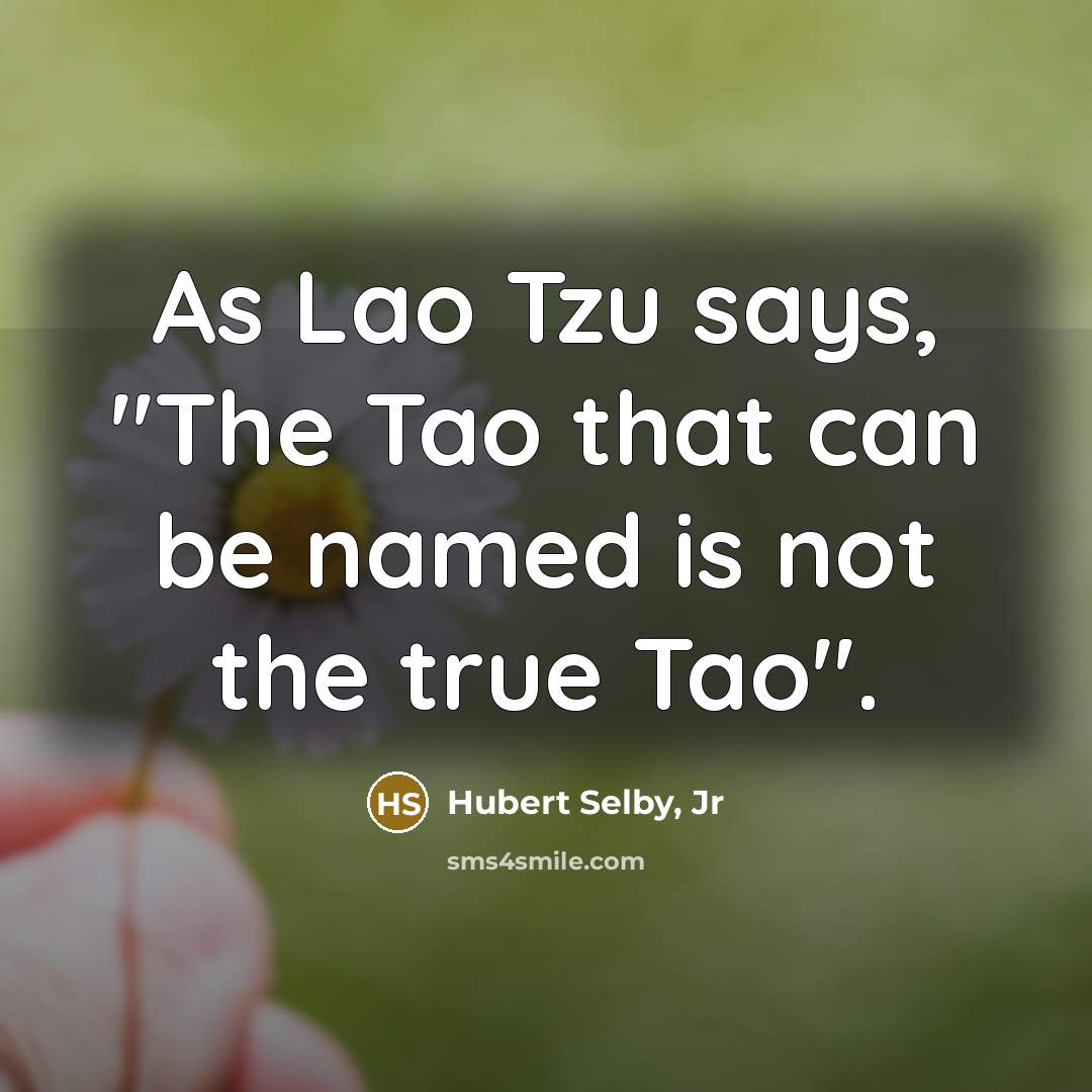 “As Lao Tzu says, "The Tao that can be named…” quote by Hubert Selby, Jr