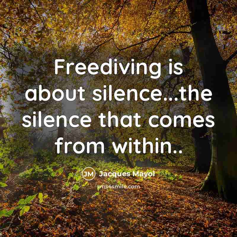 “Freediving is about silence...the silence that comes from within..” quote by Jacques Mayol