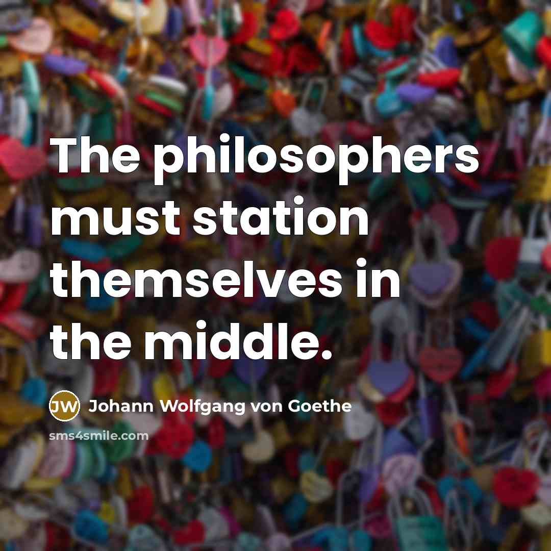 “The philosophers must station themselves in the middle.…” quote by Johann Wolfgang von Goethe