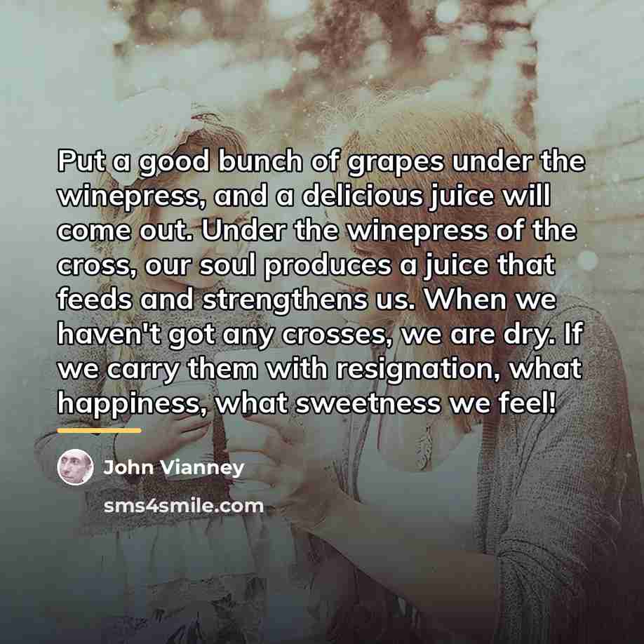 “Put a good bunch of grapes under the winepress, and…” quote by John Vianney