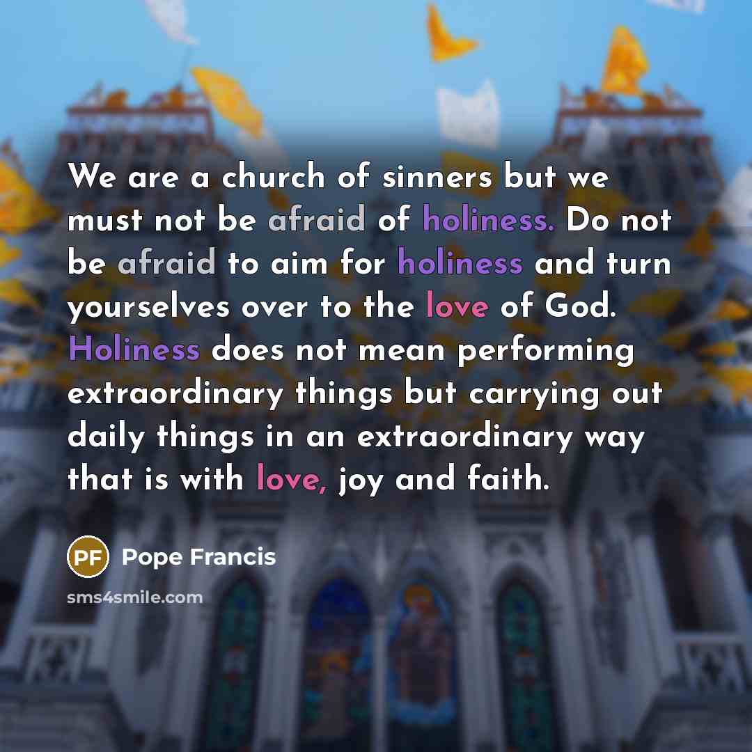 “We are a church of sinners but we must not…” quote by Pope Francis
