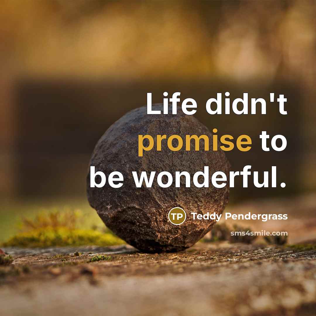 “Life didn't promise to be wonderful.…” quote by Teddy Pendergrass