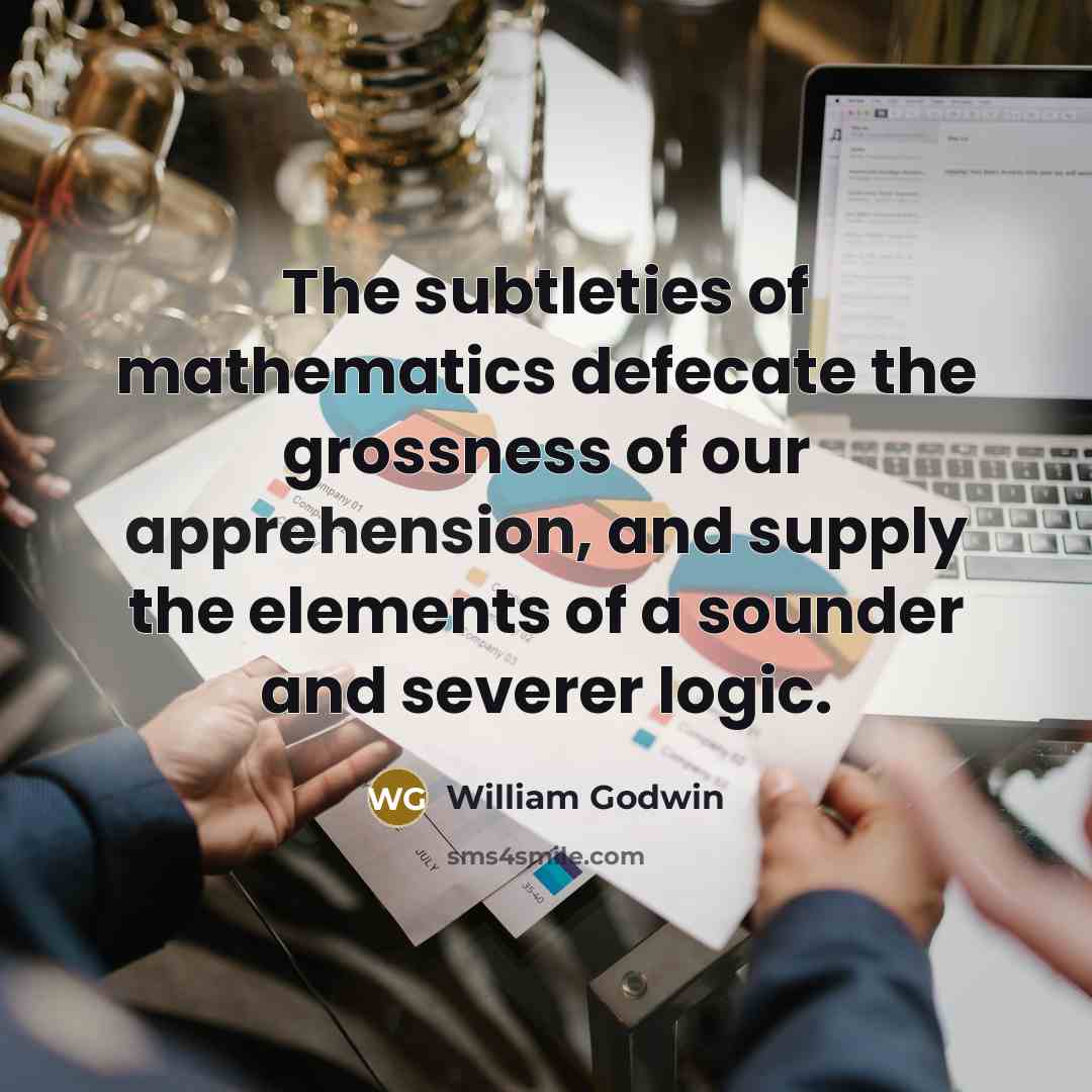 “The subtleties of mathematics defecate the grossness of our apprehension,…” quote by William Godwin