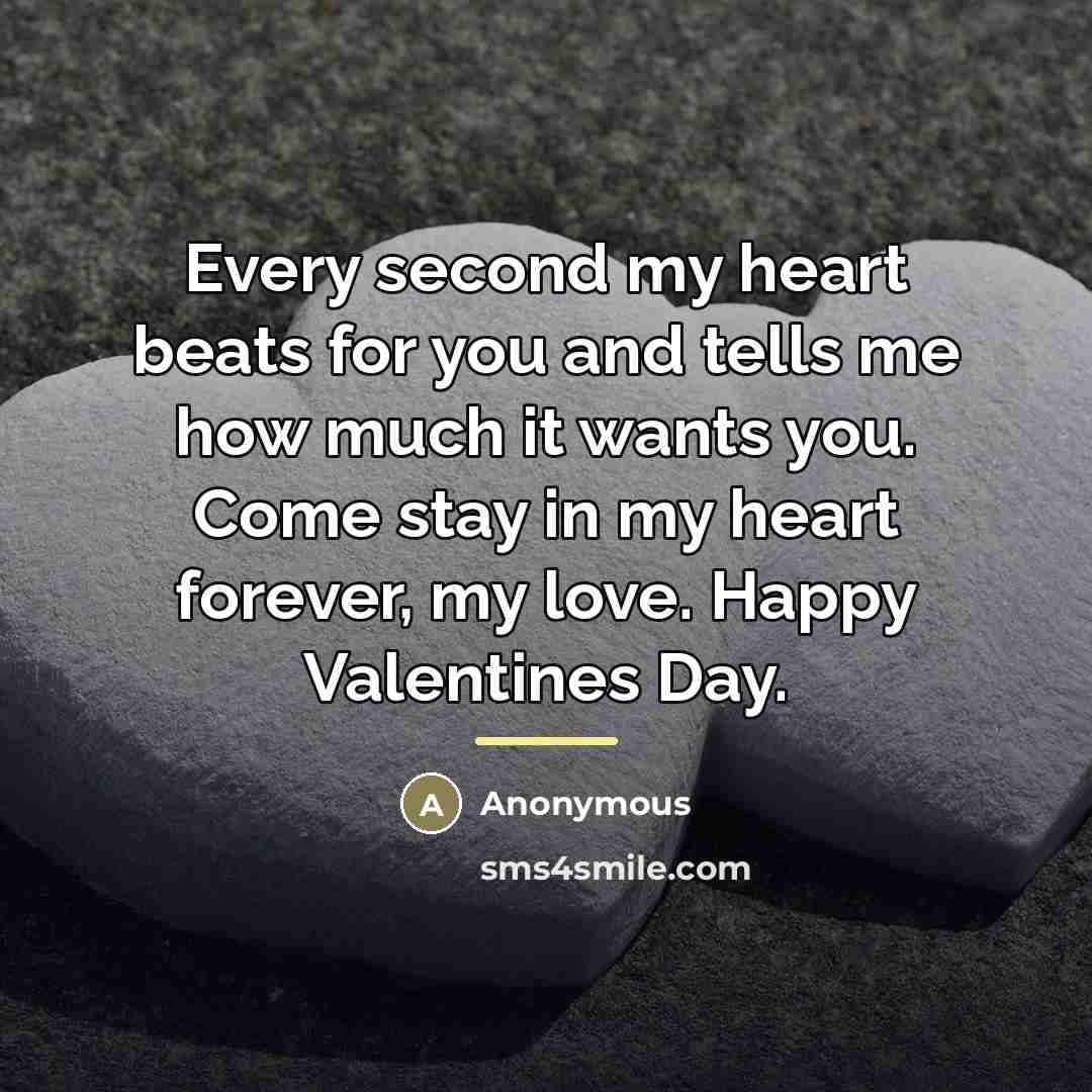 “Every second my heart beats for you and tells me…” quote by Anonymous