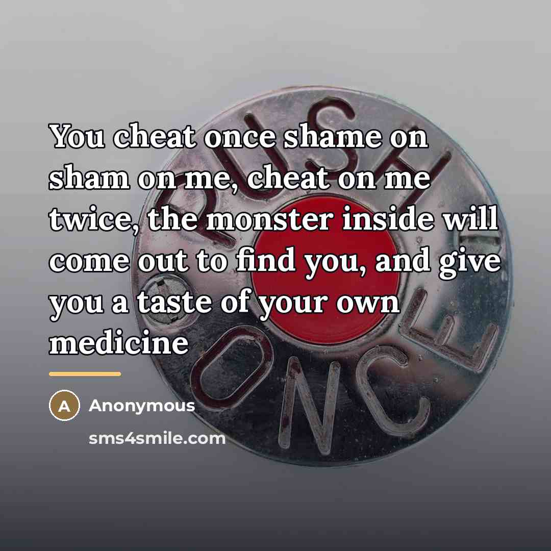 “You cheat once shame on sham on me, cheat on…” quote by Anonymous