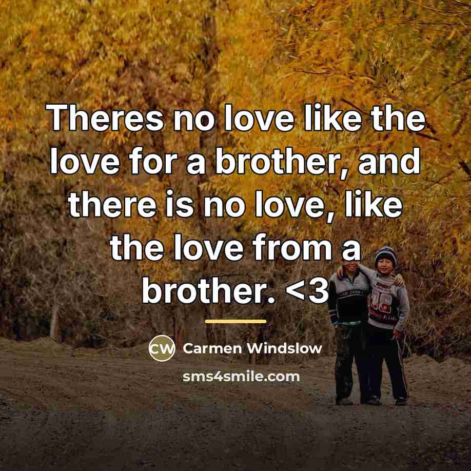 “Theres no love like the love for a brother, and…” quote by Carmen Windslow
