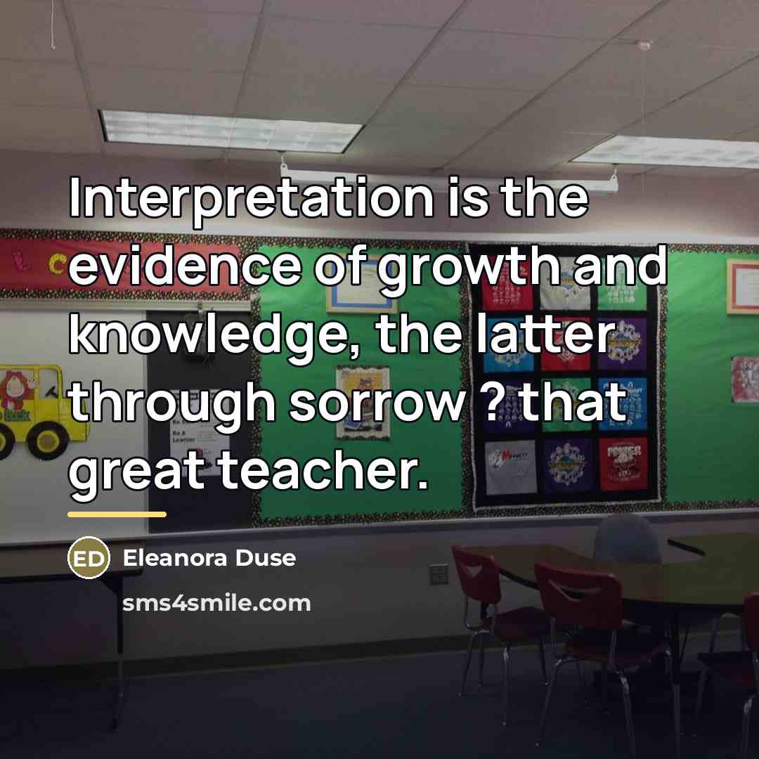 “Interpretation is the evidence of growth and knowledge, the latter…” quote by Eleanora Duse