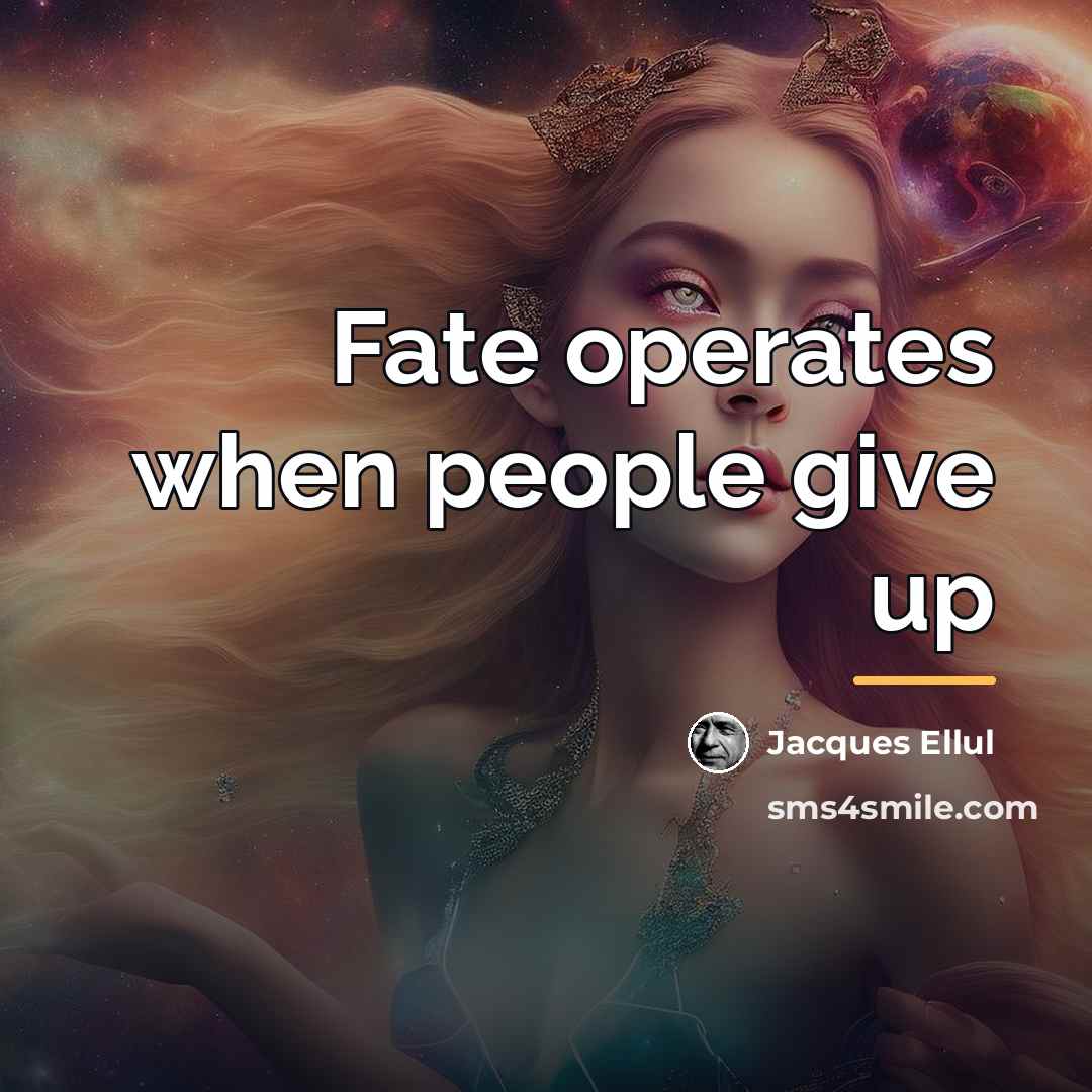“Fate operates when people give up…” quote by Jacques Ellul