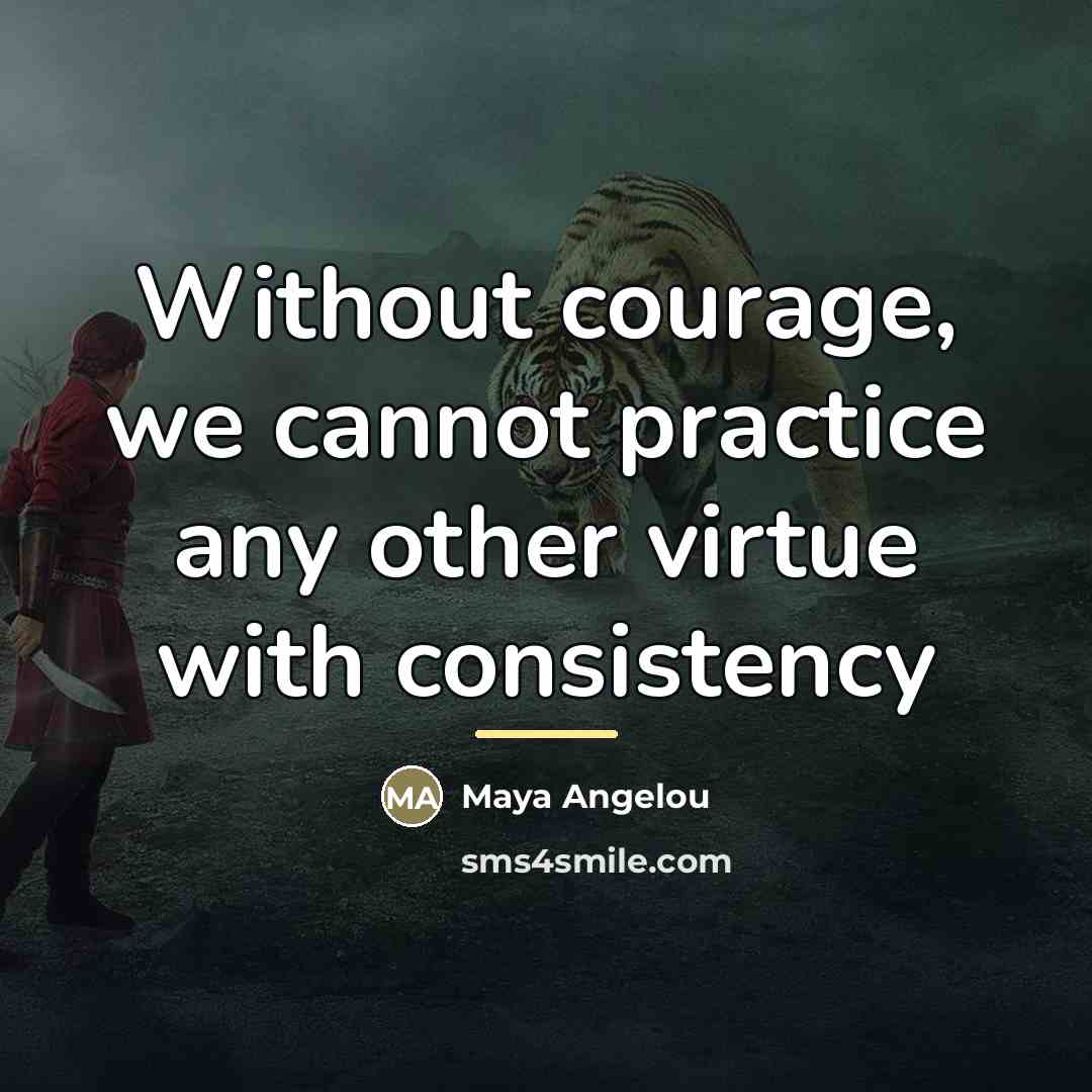 “Without courage, we cannot practice any other virtue with consistency…” quote by Maya Angelou