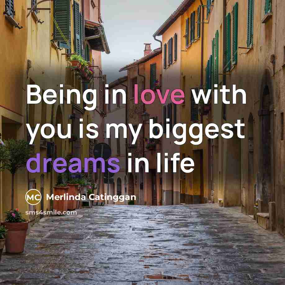 “Being in love with you is my biggest dreams in life” quote by Merlinda Catinggan