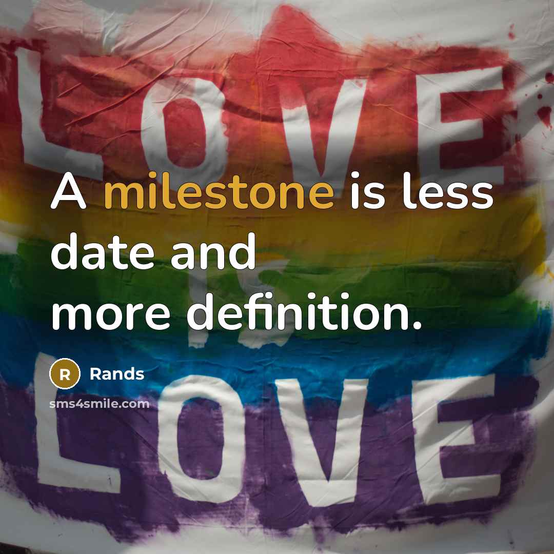 “A milestone is less date and more definition.…” quote by Rands