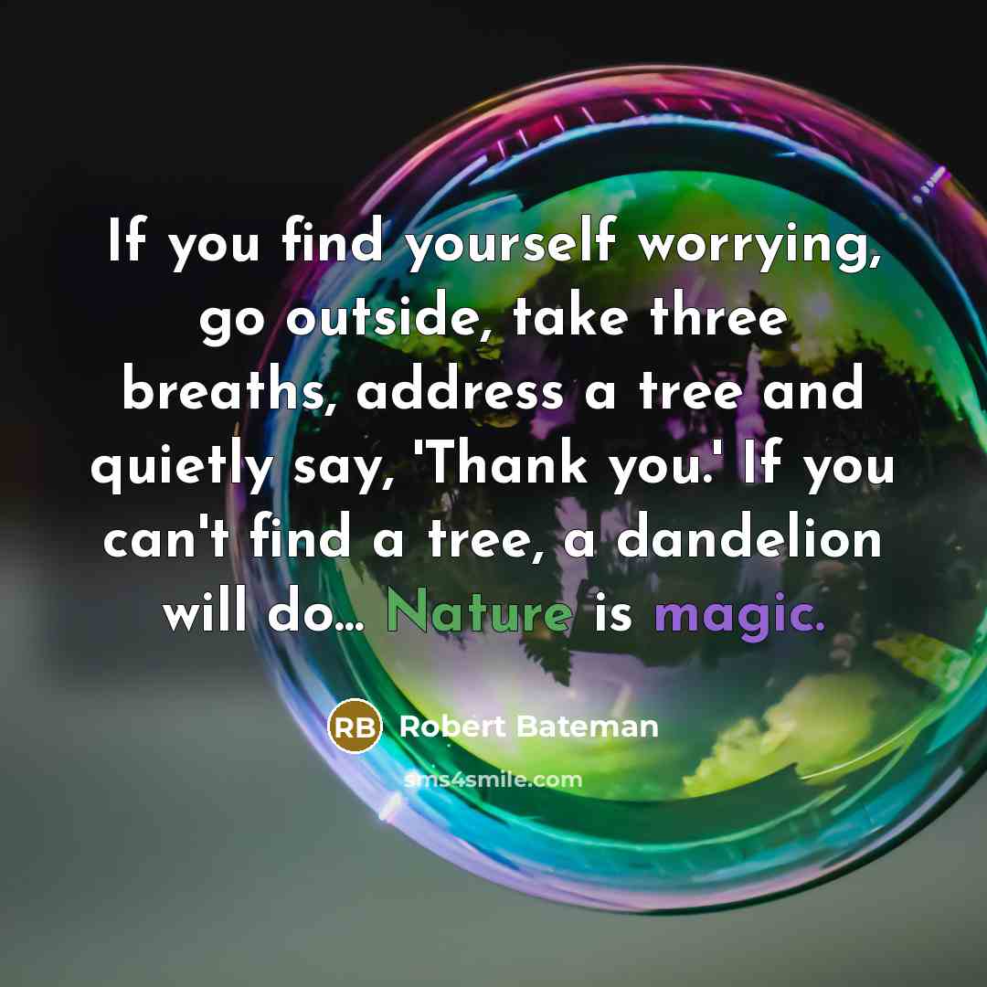 “If you find yourself worrying, go outside, take three breaths,…” quote by Robert Bateman