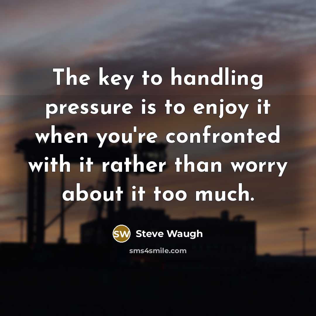 “The key to handling pressure is to enjoy it when…” quote by Steve Waugh