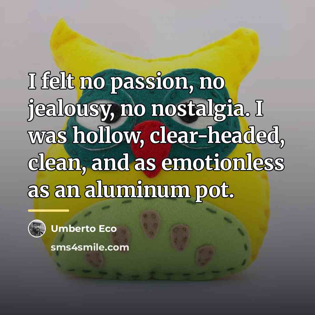 “I felt no passion, no jealousy, no nostalgia. I was…” quote by Umberto Eco