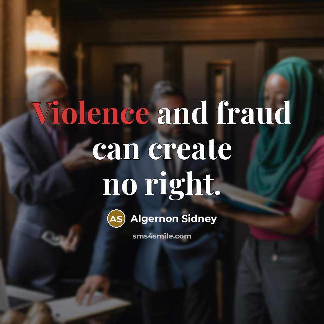 “Violence and fraud can create no right.…” quote by Algernon Sidney