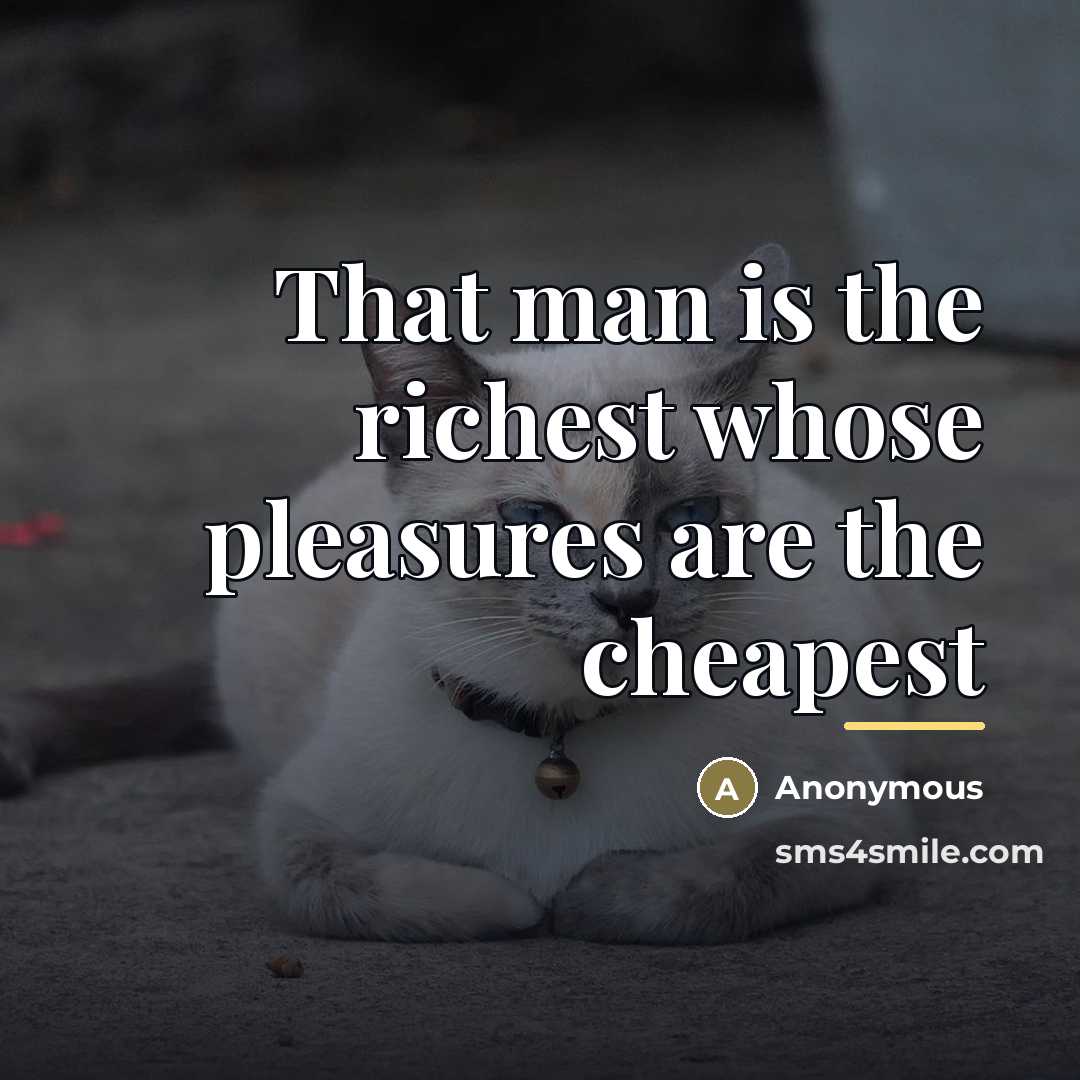 “That man is the richest whose pleasures are the cheapest…” quote by Anonymous