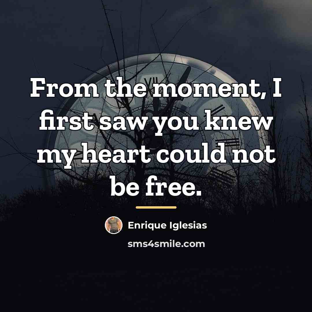 “From the moment, I first saw you knew my heart…” quote by Enrique Iglesias
