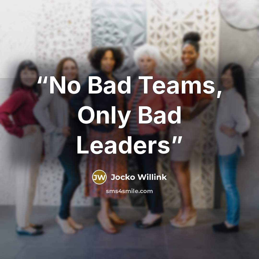“No Bad Teams, Only Bad Leaders” quote by Jocko Willink