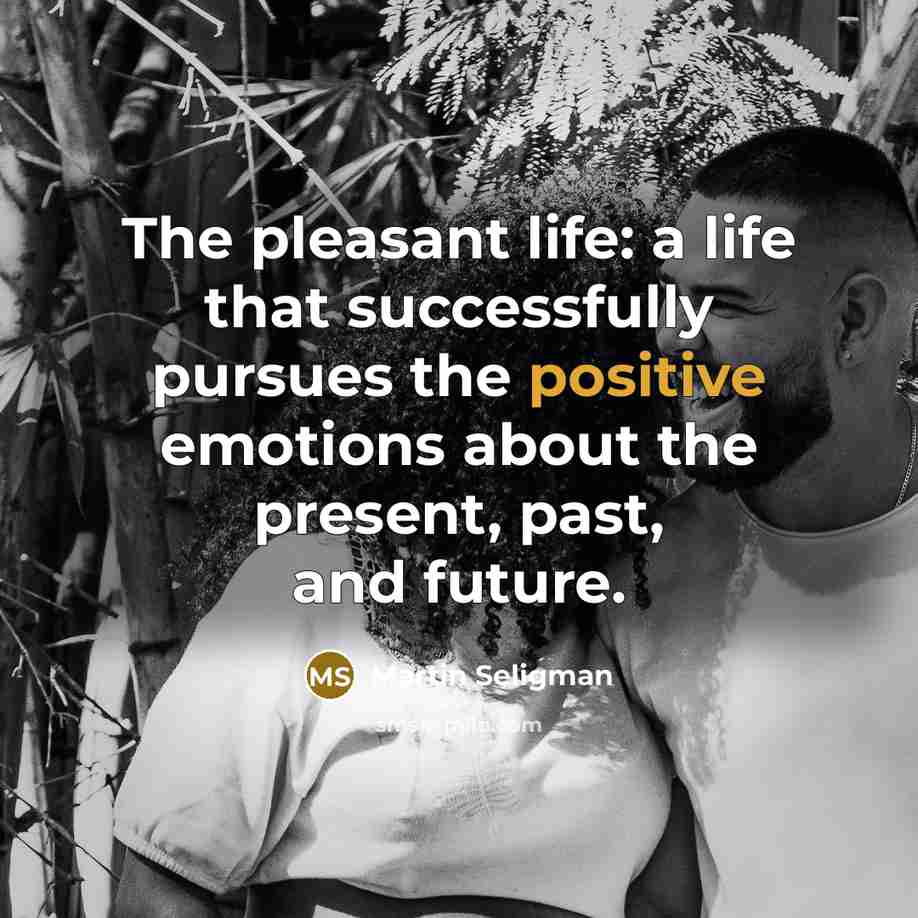 “The pleasant life: a life that successfully pursues the positive…” quote by Martin Seligman