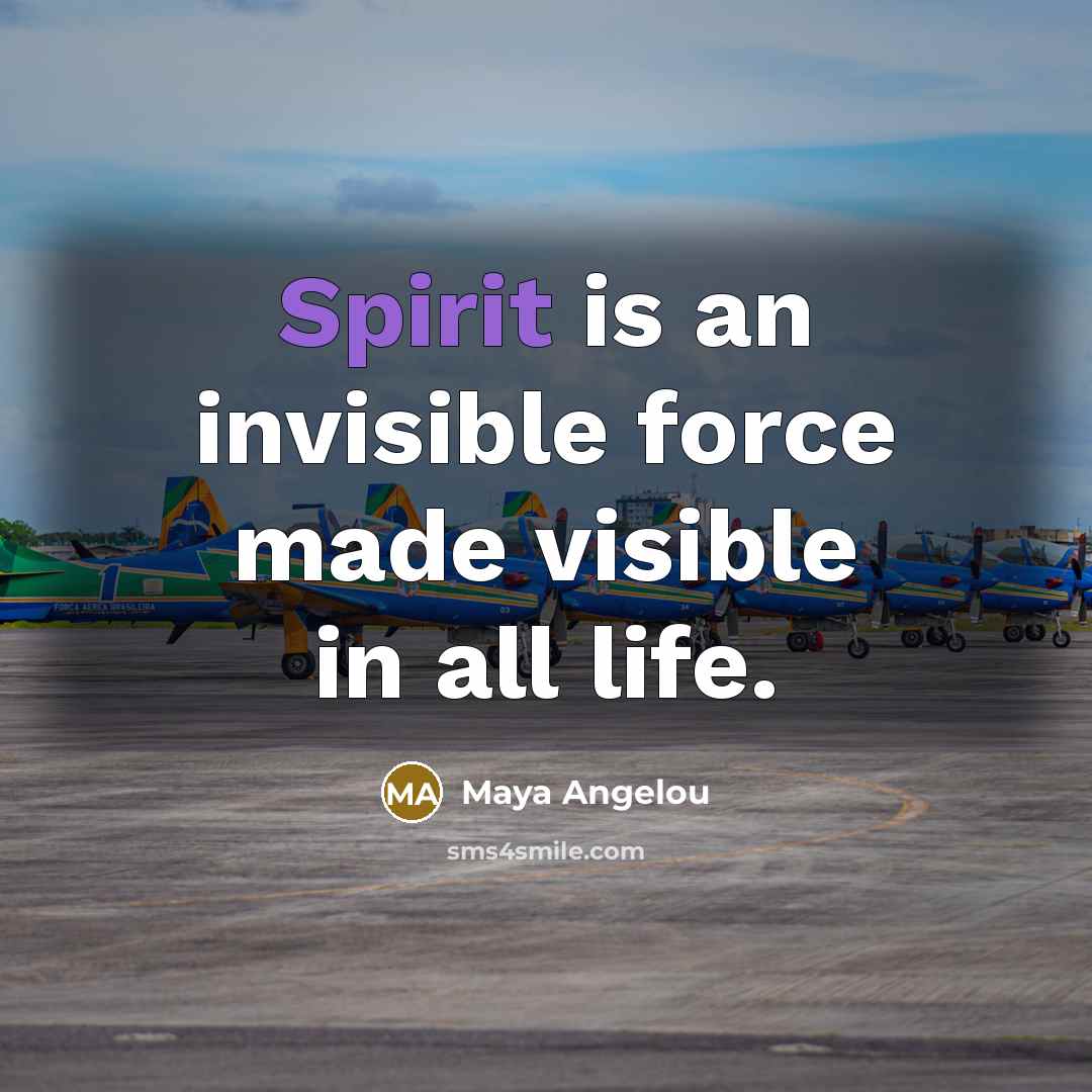 “Spirit is an invisible force made visible in all life.…” quote by Maya Angelou