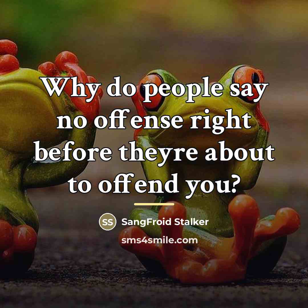 “Why do people say no offense right before theyre about…” quote by SangFroid Stalker