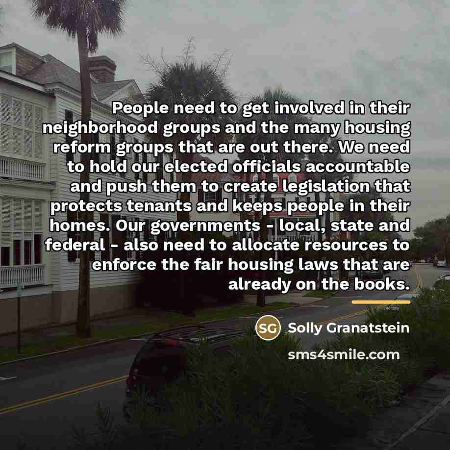 “People need to get involved in their neighborhood groups and…” quote by Solly Granatstein