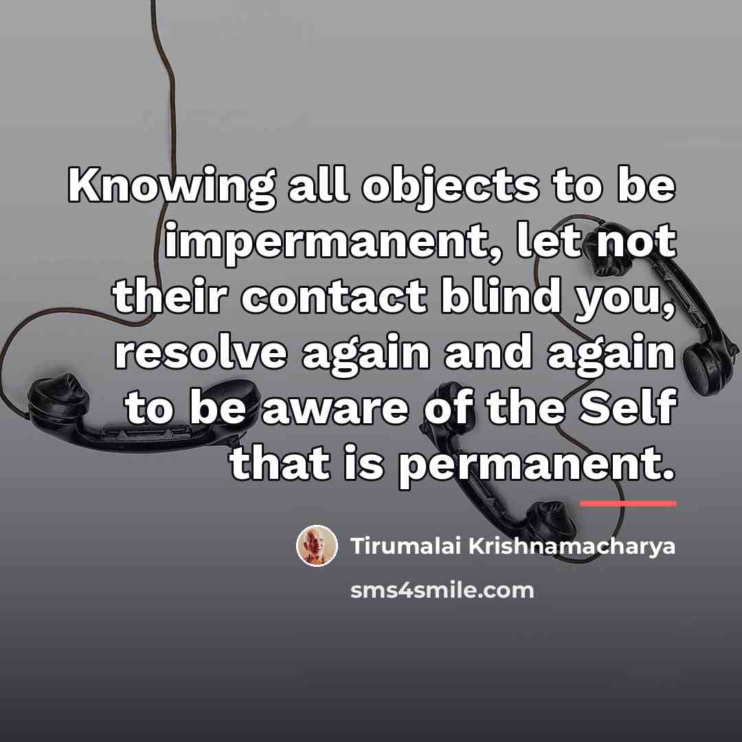 “Knowing all objects to be impermanent, let not their contact…” quote by Tirumalai Krishnamacharya
