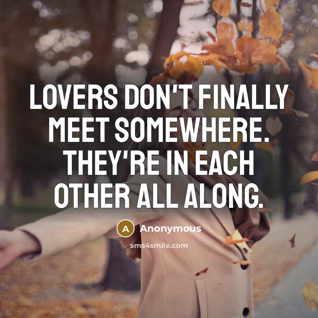“Lovers don't finally meet somewhere. They're in each other all…” quote by Anonymous