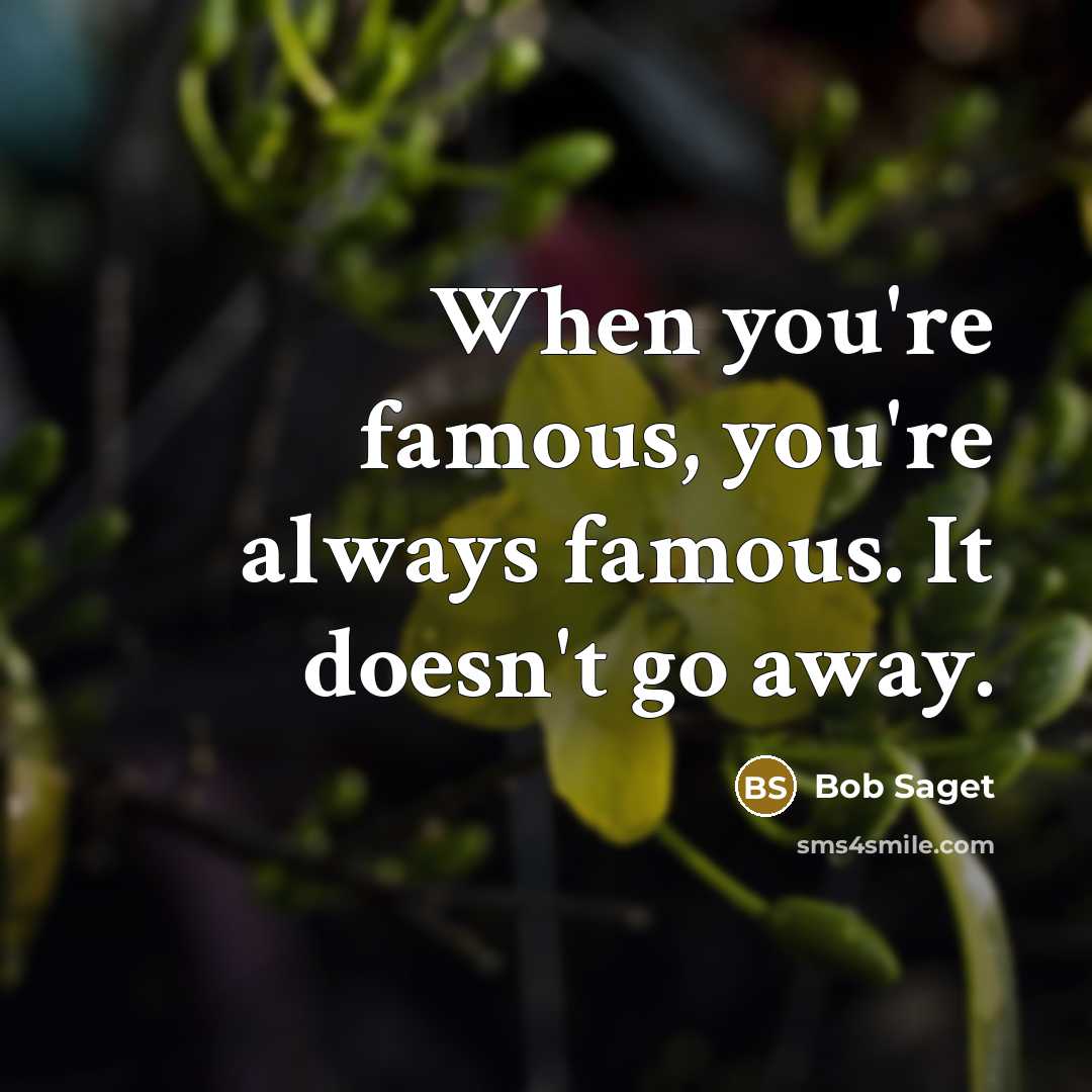 “When you're famous, you're always famous. It doesn't go away.…” quote by Bob Saget