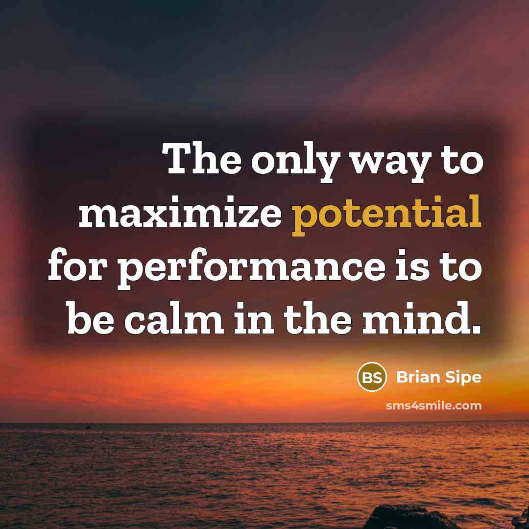 “The only way to maximize potential for performance is to…” quote by Brian Sipe