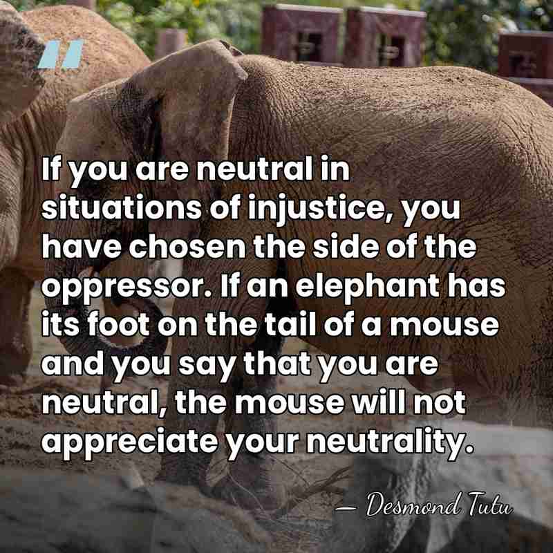 If you are neutral in situations of injustice, you have chosen the&hellip; - Desmond Tutu