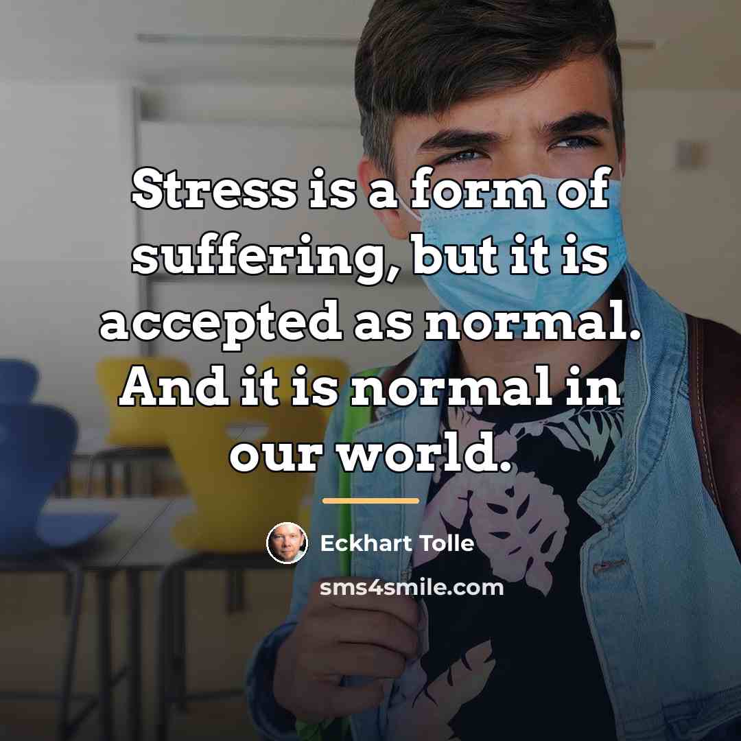 “Stress is a form of suffering, but it is accepted…” quote by Eckhart Tolle