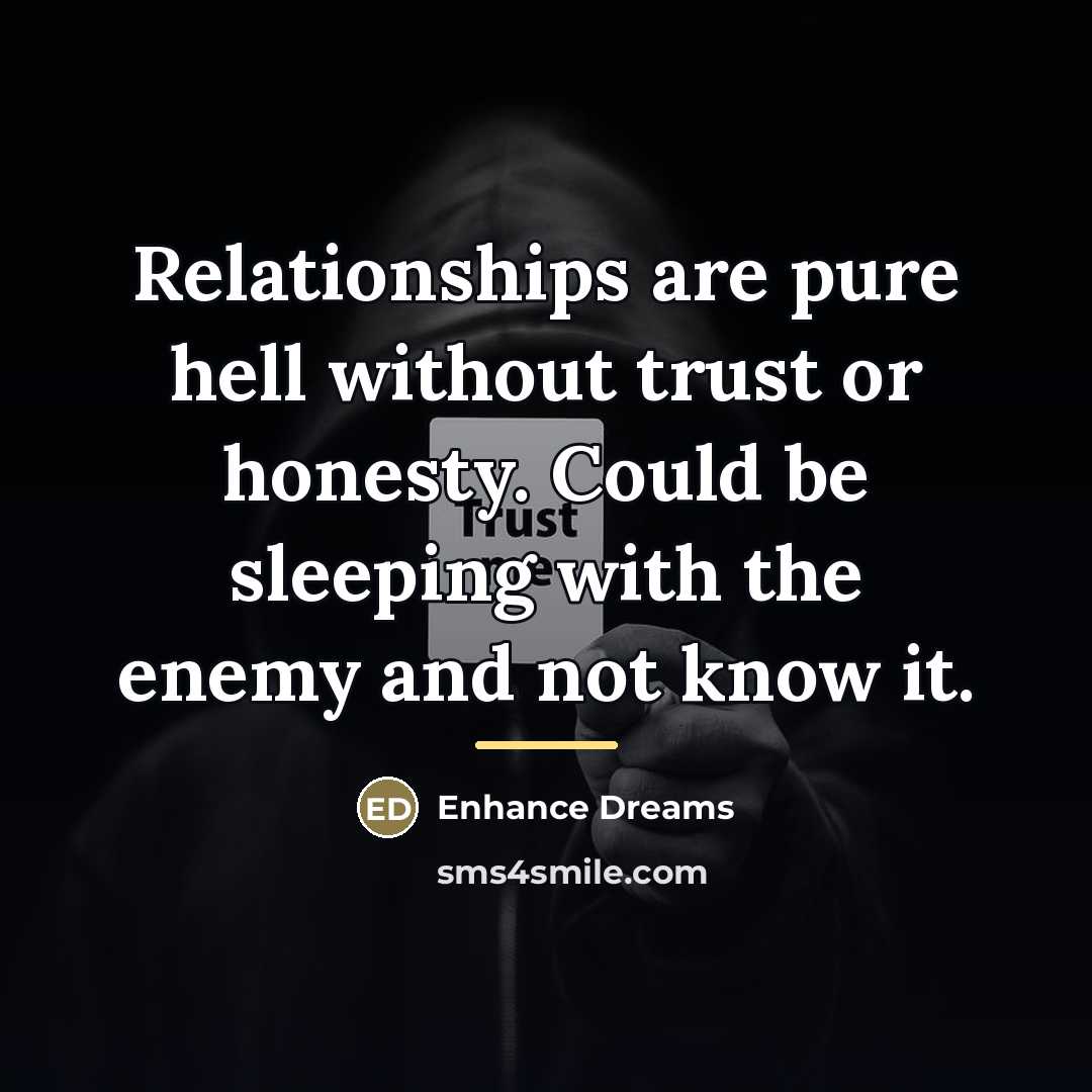 “Relationships are pure hell without trust or honesty. Could be…” quote by Enhance Dreams
