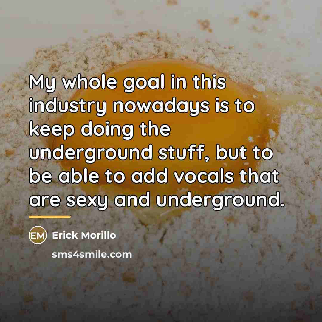 “My whole goal in this industry nowadays is to keep…” quote by Erick Morillo