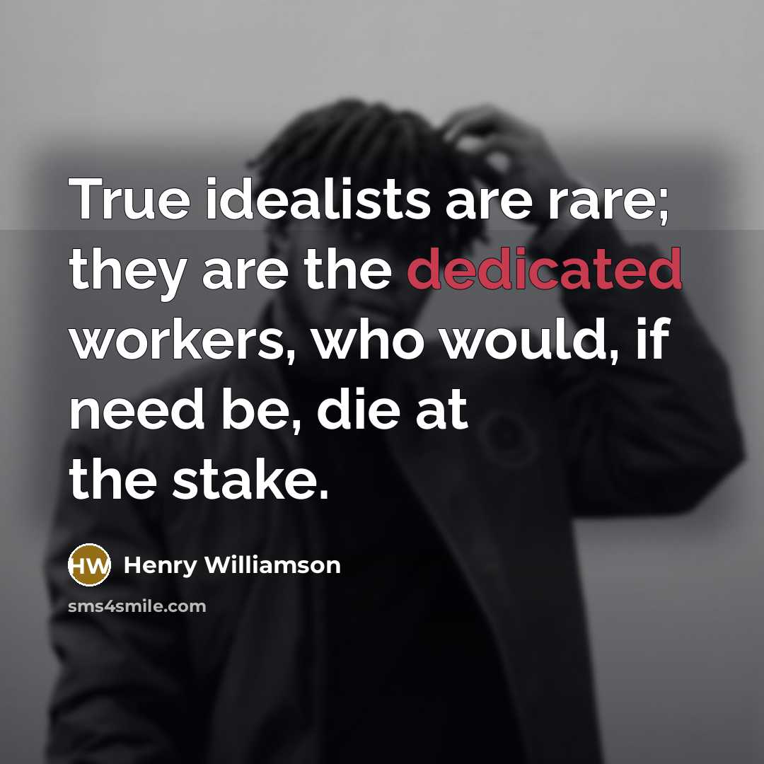“True idealists are rare; they are the dedicated workers, who…” quote by Henry Williamson
