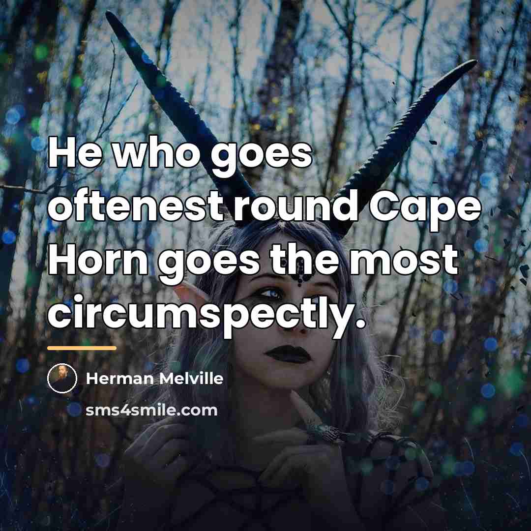 “He who goes oftenest round Cape Horn goes the most…” quote by Herman Melville