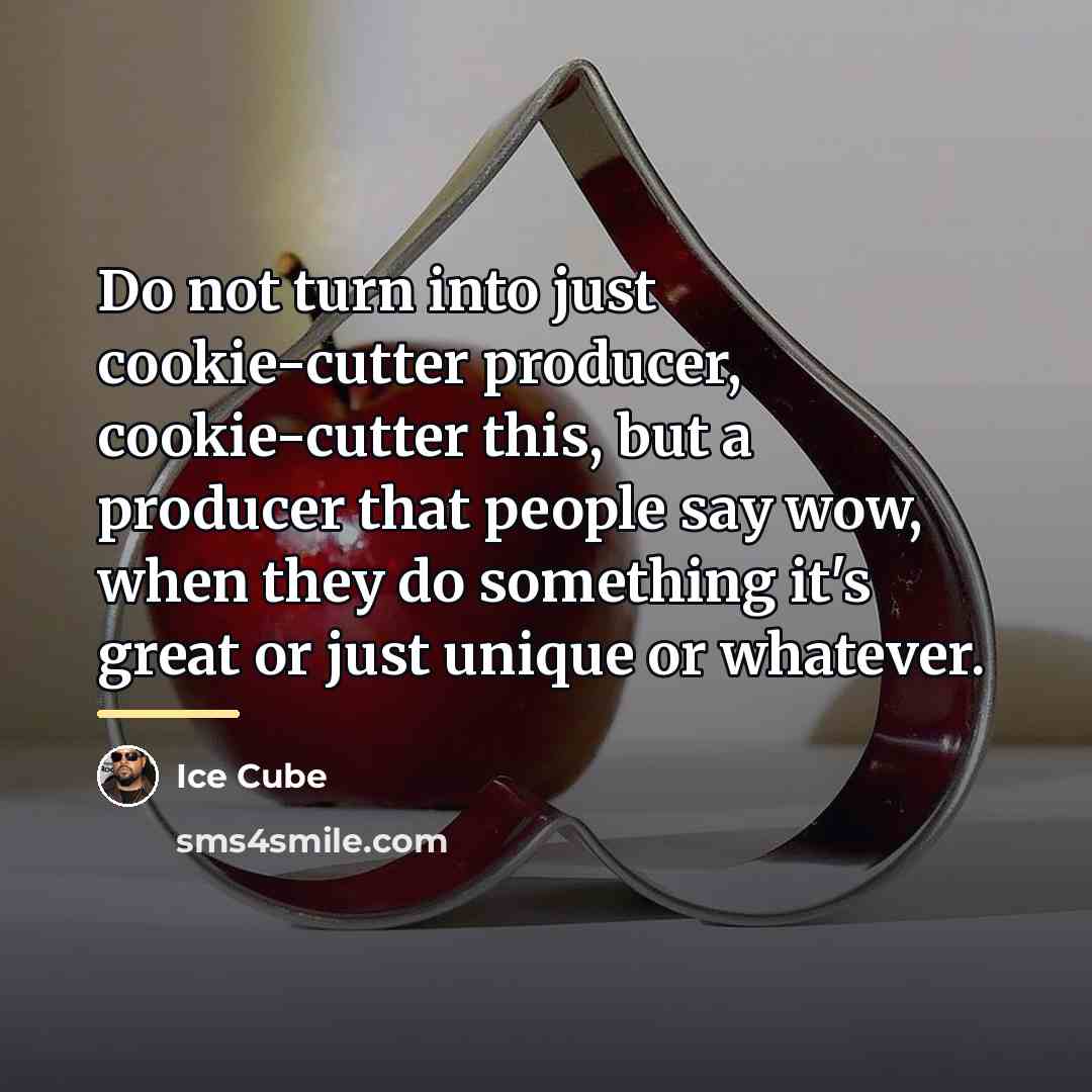 “Do not turn into just cookie-cutter producer, cookie-cutter this, but…” quote by Ice Cube