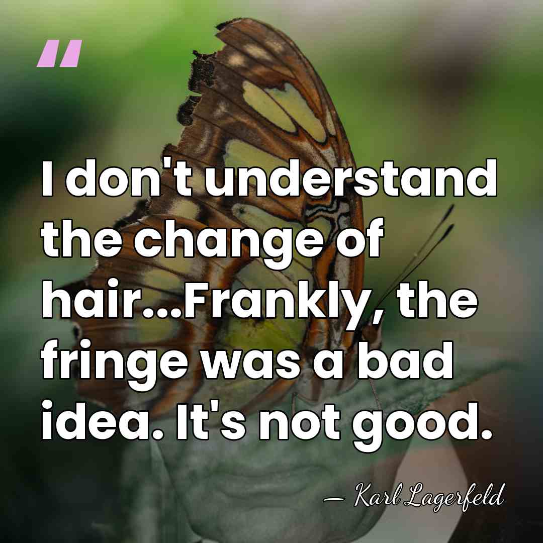 I don't understand the change of hair...Frankly, the fringe was a bad&hellip; - Karl Lagerfeld