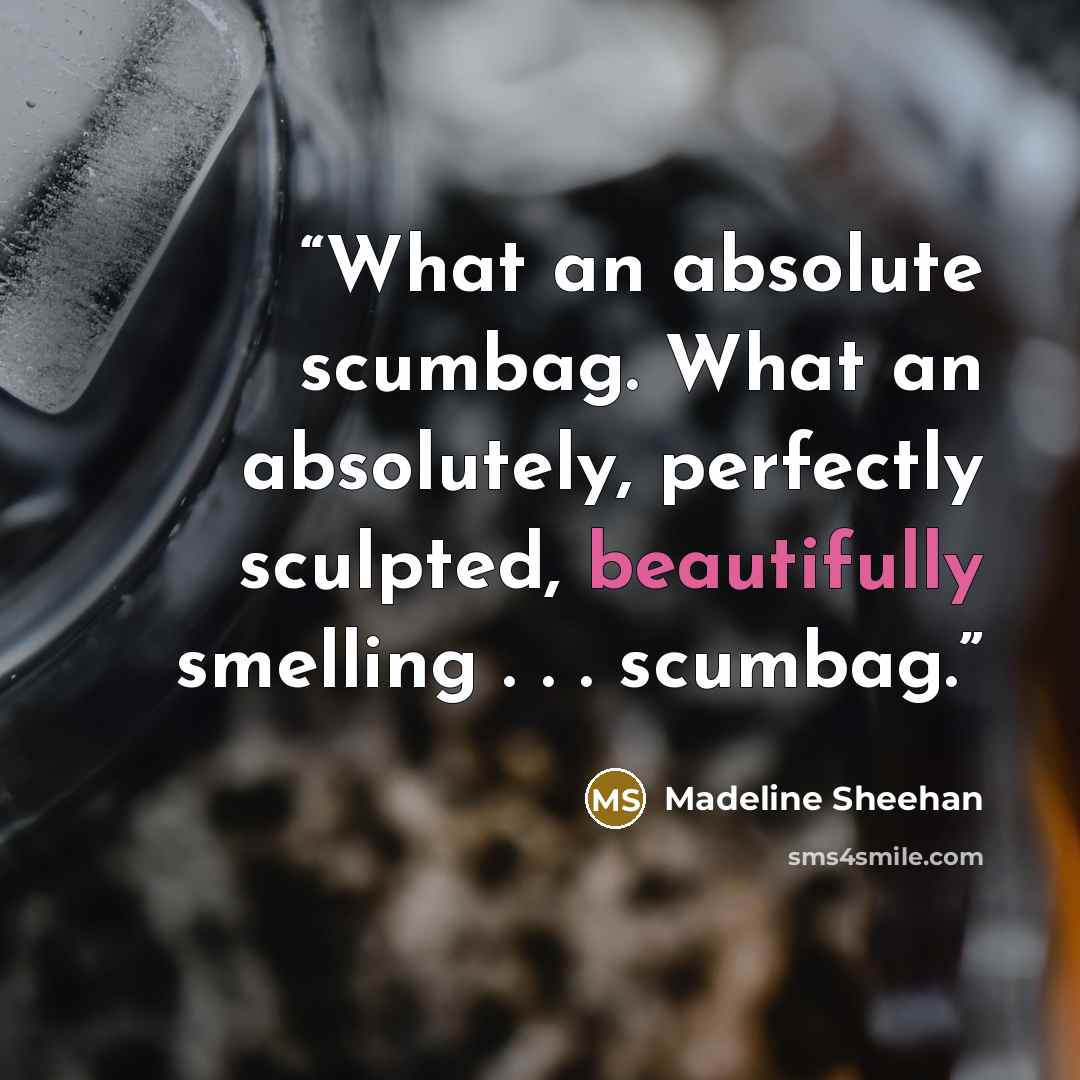 “What an absolute scumbag. What an absolutely, perfectly sculpted, beautifully smelling . . . scumbag.” quote by Madeline Sheehan