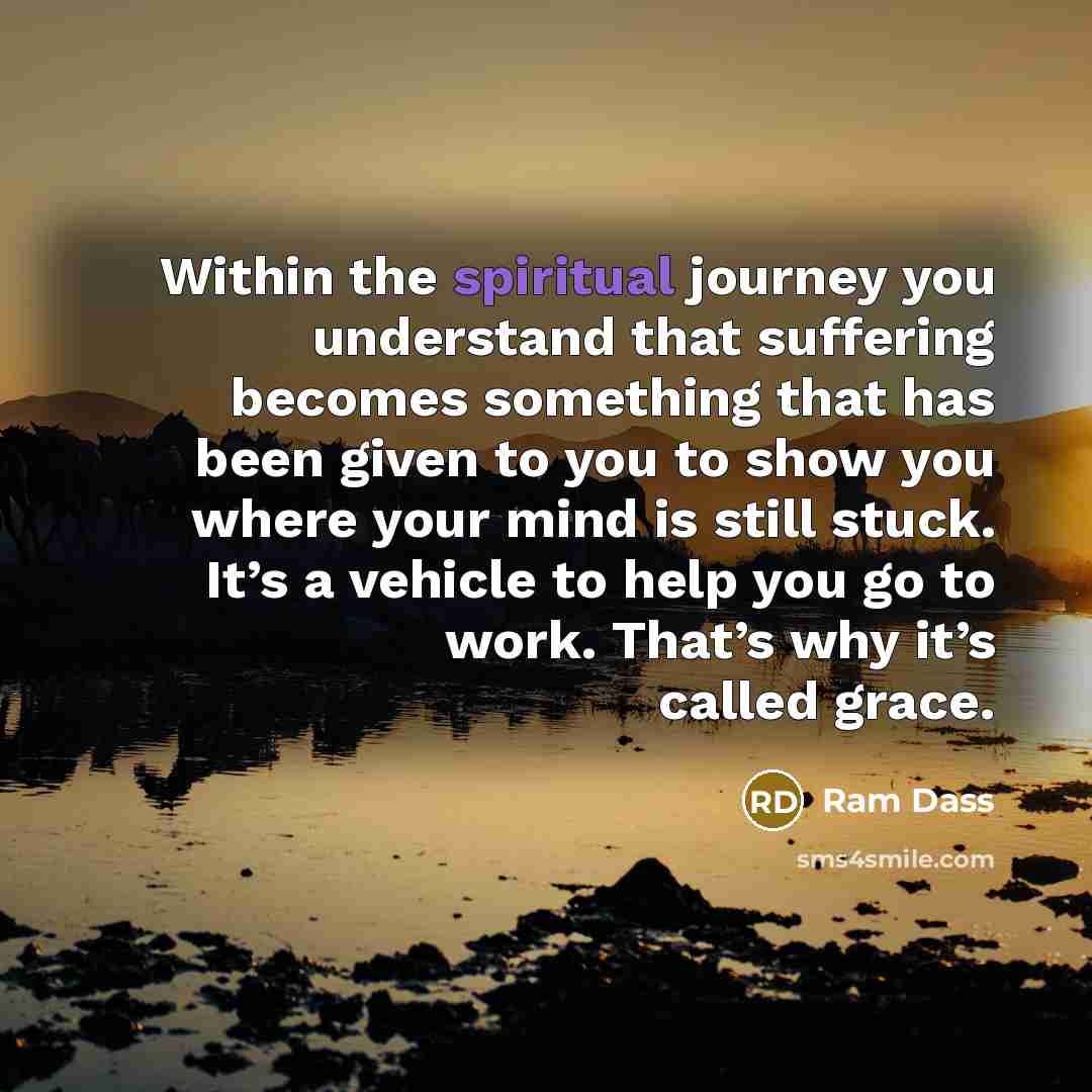 “Within the spiritual journey you understand that suffering becomes something…” quote by Ram Dass