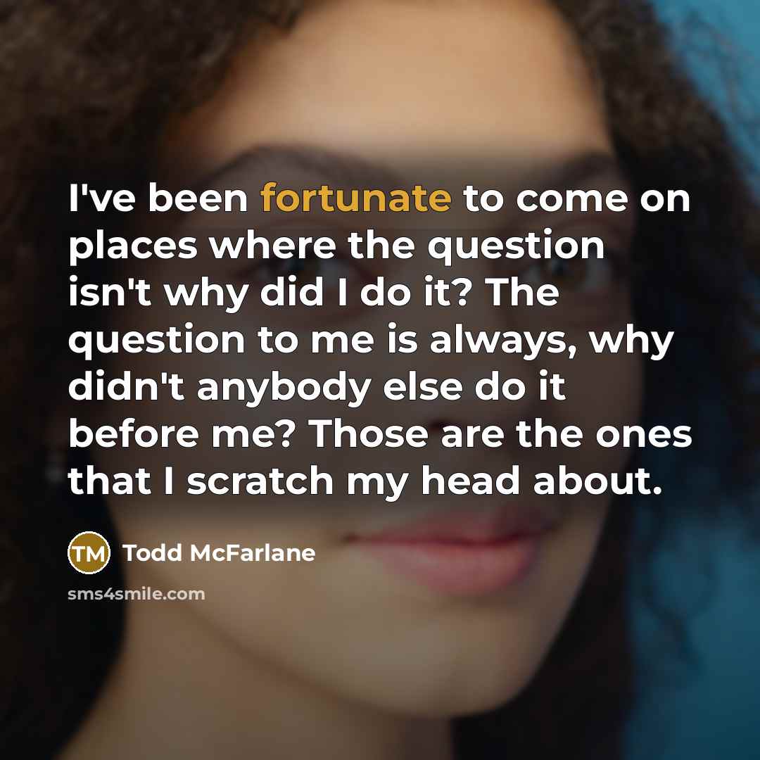 “I've been fortunate to come on places where the question…” quote by Todd McFarlane