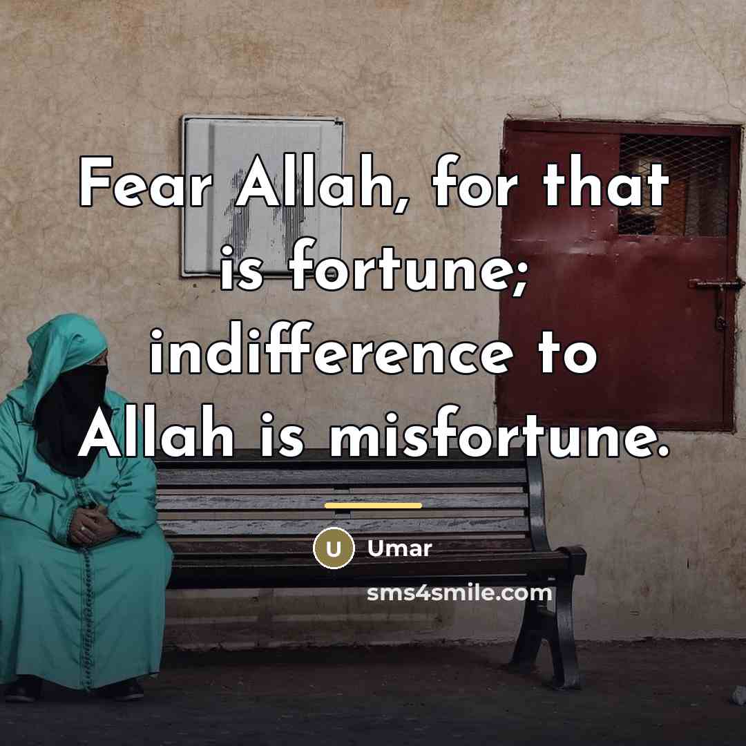 “Fear Allah, for that is fortune; indifference to Allah is…” quote by Umar