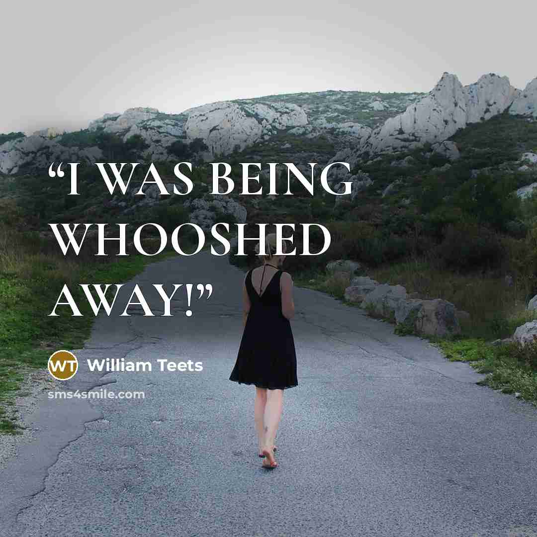 “I WAS BEING WHOOSHED AWAY!” quote by William Teets