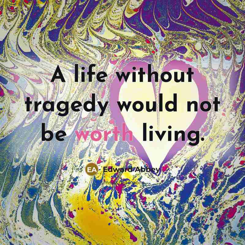 “A life without tragedy would not be worth living.…” quote by Edward Abbey