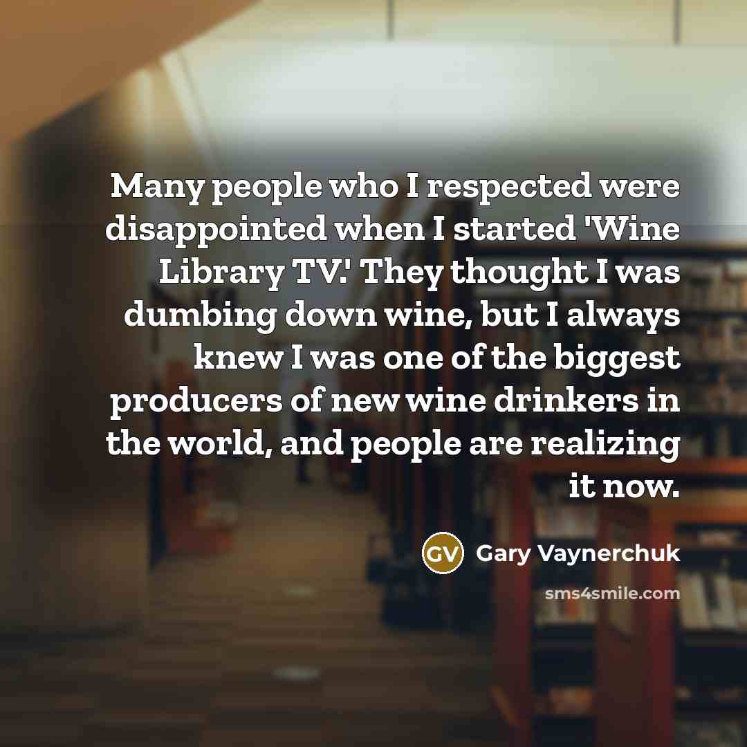 “Many people who I respected were disappointed when I started…” quote by Gary Vaynerchuk